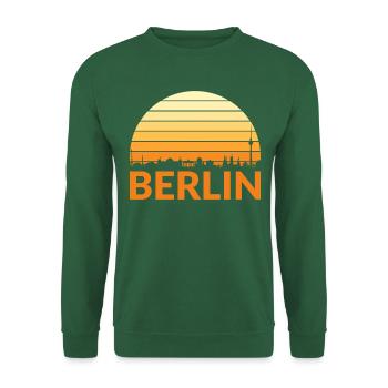 Vintage Berlin Stadtbild Sonnenuntergang Retro - Unisex Pullover - Grün - Vorne