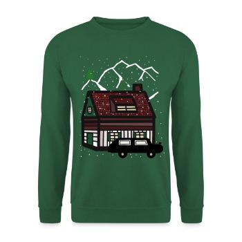 winter, holiday, mountain, house, car, snow, christmas - Unisex Sweatshirt - green - Front
