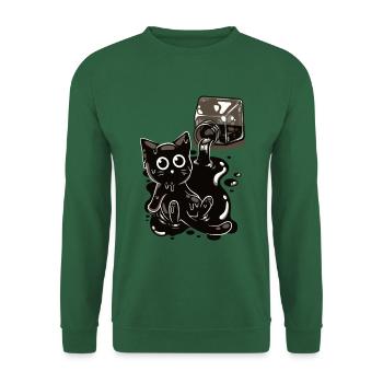 Ein schwarzes Kätzchen in Tinte - Humor - Unisex Pullover - Grün - Vorne