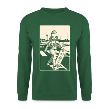 Filles avec des | de skateboard Papillon sur chemise - Sweat-shirt Unisexe - vert foncé - Devant