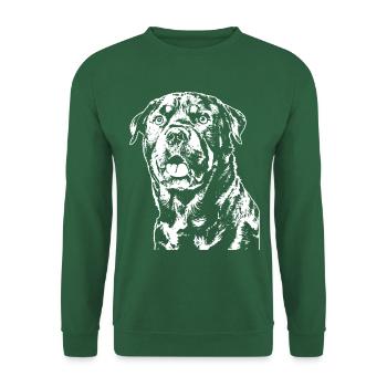 Un Rottweiler dans le style de conception de logo typique. - Sweat-shirt Unisexe - vert foncé - Devant