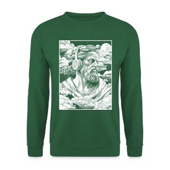 Zeus im Hip-Hop-Flow: Donnernde Beats auf Brust! - Unisex Pullover - Grün - Vorne