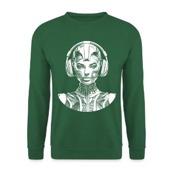 T-shirt hip-hop élégant: femme avec des écouteurs. - Sweat-shirt Unisexe - vert foncé - Devant