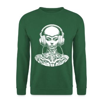 Avant-garde club shirt: woman with headphones - Unisex Sweatshirt - green - Front