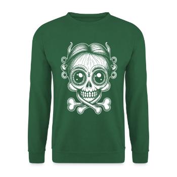 Totenkopf-Shirt: Düsterer Charme für Horrorfans! - Unisex Pullover - Grün - Vorne