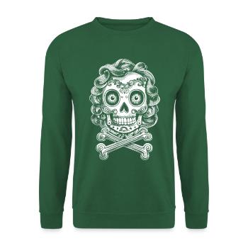Charming 80s : Adorable T-shirt de crâne de bande dessinée - Sweat-shirt Unisexe - vert foncé - Devant