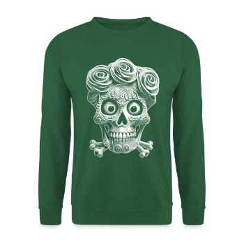 Day of the Dead T-shirt with bone cross sophistication. - Unisex Sweatshirt - green - Front