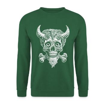 Rebell Skull Comic-Vibes für echte Rockabilly-Fans - Unisex Pullover - Grün - Vorne