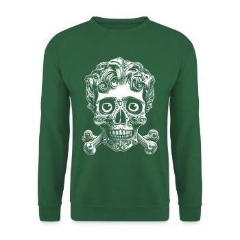 Comic Chaos Shirt: Totenkopf-Lächeln Metal-Fans - Unisex Pullover - Grün - Vorne