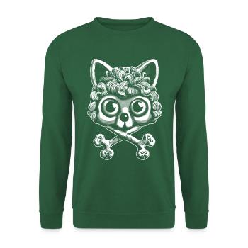 Dark velvet paws: skull design for cat fans - Unisex Sweatshirt - green - Front