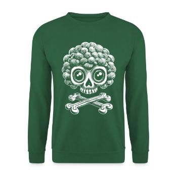 Mode avec mordant : crâne de singe à la crinière bouclée - Sweat-shirt Unisexe - vert foncé - Devant