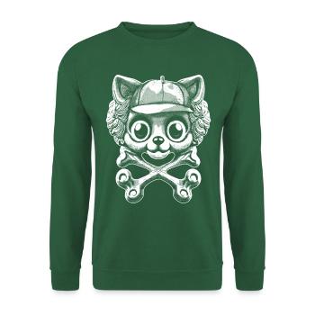 Kätzchen-Abenteuer: Piraten-Style & Knochen-Shirt - Unisex Pullover - Grün - Vorne