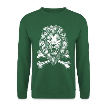 Geisterkapitän-Shirt: Löwe auf Bootsfahrt - Unisex Pullover - Grün - Vorne