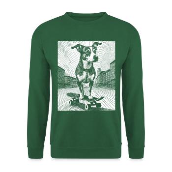 Skateboard-Dog : Chemise streetwear à l’ urbain - Sweat-shirt Unisexe - vert foncé - Devant
