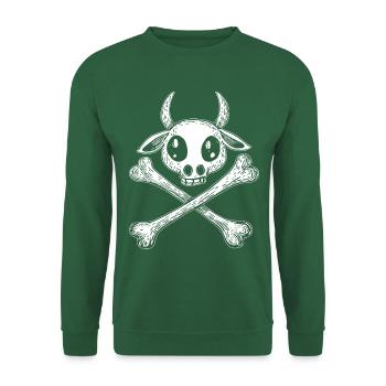 Chemise streetwear Bold Cow Skull pour patineurs - Sweat-shirt Unisexe - vert foncé - Devant