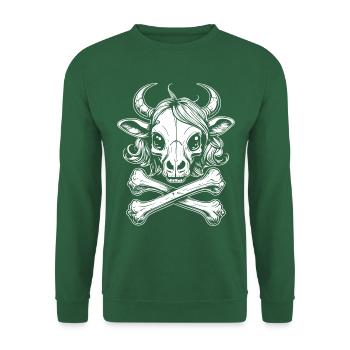 Kuh-Schädel Tattoo-Shirt: Ein Rock’n’Roll Muss - Unisex Pullover - Grün - Vorne