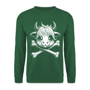 Totenkopf-Kälbchen Comic-Shirt für Cartoon-Fans - Unisex Pullover - Grün - Vorne