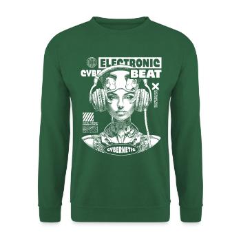 DJ T-Shirt – Futuristic Woman & Headphones! - Unisex Sweatshirt - green - Front