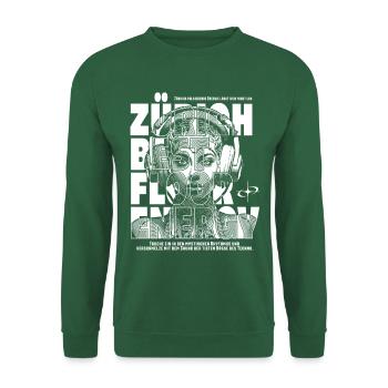 Zürich Techno T-Shirt – Astronautin mit Kopfhörern - Unisex Pullover - Grün - Vorne
