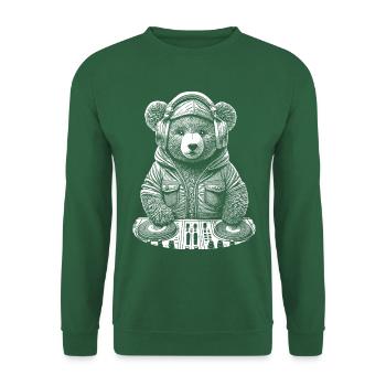 Stylischer Teddybär – Dein Shirt für Festivals - Unisex Pullover - Grün - Vorne
