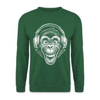 Cheerful Monkey T-Shirt for Music Lovers - Unisex Sweatshirt - green - Front