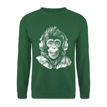Schimpansen-Shirt für Musik- und Naturschutzfans - Unisex Pullover - Grün - Vorne