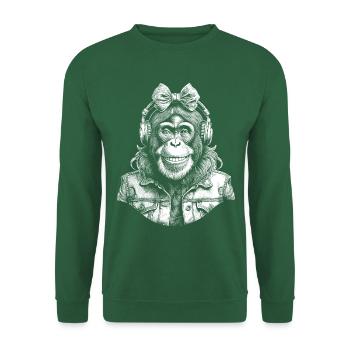 Stilvolles Tierdesign Shirt mit Schimpanse - Unisex Pullover - Grün - Vorne
