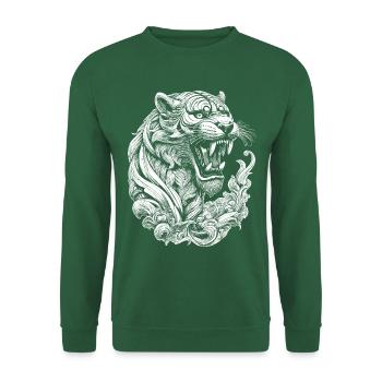 Chemise streetwear urbaine à imprimé tigre - Sweat-shirt Unisexe - vert foncé - Devant