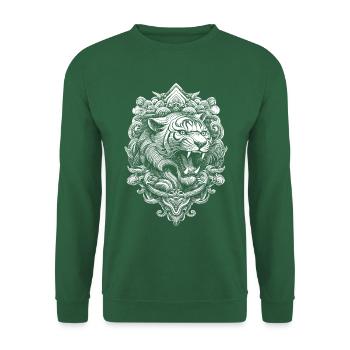 Chemise de yoga spirituel avec motif tigre - Sweat-shirt Unisexe - vert foncé - Devant