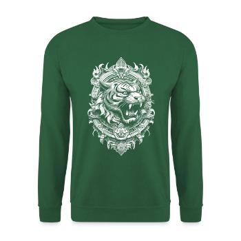Meditations T-Shirt mit asiatischem Tigerdesign - Unisex Pullover - Grün - Vorne