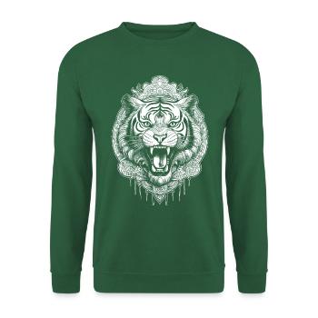 Chemise tigre avec mandala géométrique - Sweat-shirt Unisexe - vert foncé - Devant