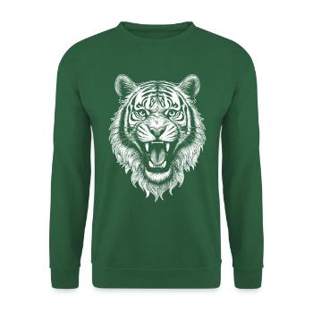 Kraftvolles Fitness T-Shirt mit Tiger-Motiv - Unisex Pullover - Grün - Vorne