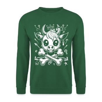 Comic-Kuh Piraten-Shirt für Fans der Street-Art - Unisex Pullover - Grün - Vorne