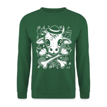 T-shirt tête de vache bande dessinée pour la mode urbaine - Sweat-shirt Unisexe - vert foncé - Devant
