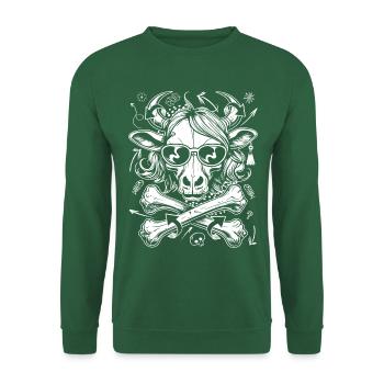 Chemise Crâne de vache graffiti avec crinière sauvage - Sweat-shirt Unisexe - vert foncé - Devant
