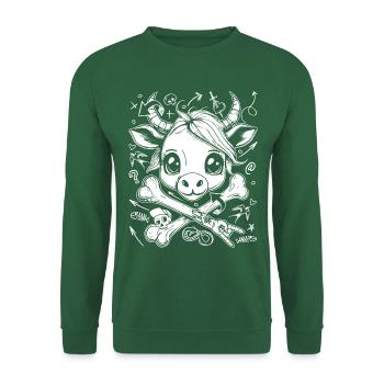 Urban Cute Comic Cow Streetwear Chemise - Sweat-shirt Unisexe - vert foncé - Devant