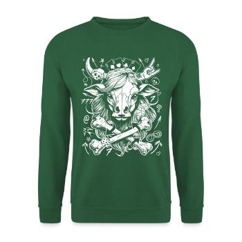 Chemise de casino Comic Cow pour les fans de jeux d’argent - Sweat-shirt Unisexe - vert foncé - Devant