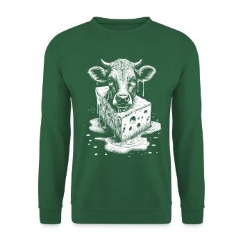 Kulinarik Raclette-Shirt mit originellem Kuhmotiv - Unisex Pullover - Grün - Vorne