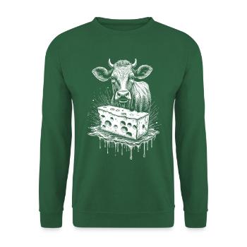 T-shirt d’hiver à motif de vache artistique - Sweat-shirt Unisexe - vert foncé - Devant