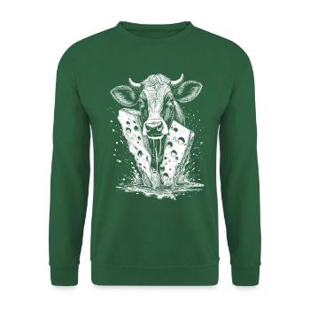 T-shirt highlight for cheese fans with cow motif - Unisex Sweatshirt - green - Front