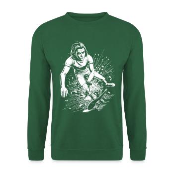 Humorvoller Skater-Sturz mit Action Shirt - Unisex Pullover - Grün - Vorne