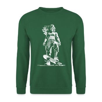 Tough Skater-Girl Shirt – Bereit für die Straße - Unisex Pullover - Grün - Vorne