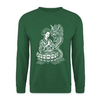 Drachen Festival Shirt: Geisha drops the techno - Unisex Sweatshirt - green - Front