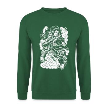 Samurai Shirt: Turntable with Techno & Tiger - Unisex Sweatshirt - green - Front