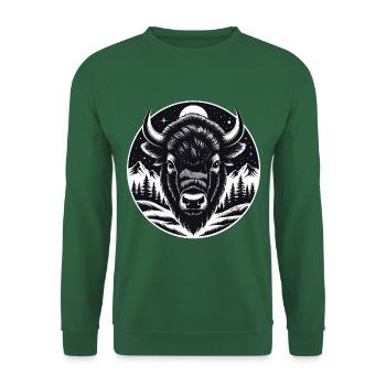 Bison portrait proud bison bull - Unisex Sweatshirt - green - Front