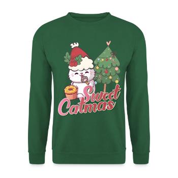 Sweet Catmas cat xmas Katze Weihnachten Nikolaus - Unisex Pullover - Grün - Vorne