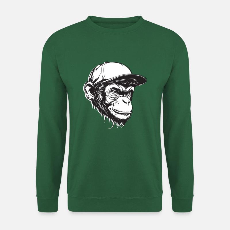 Detaillierter Affe mit Baseballkappe - Unisex Pullover - Grün