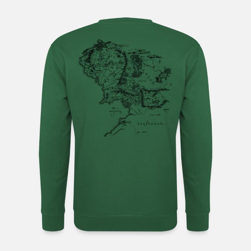 Der Herr Der Ringe Rückenprint Mittelerde-Karte - Unisex Pullover - Grün