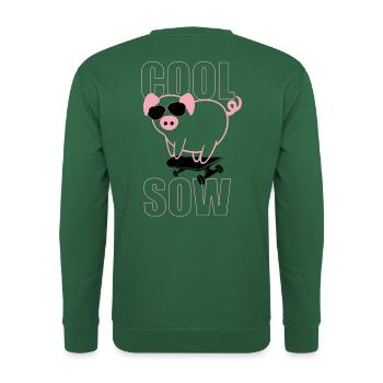 Cooles Schwein auf Skateboard Cool Sow - Unisex Pullover - Grün - Hinten