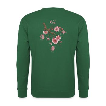 Japanese backprint aesthetic cherry blossom - Unisex Sweatshirt - green - Back